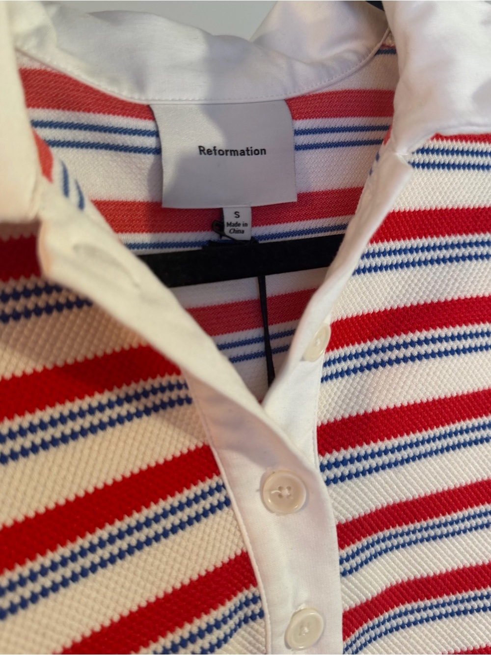 Reformation Anna Long Sleeve Striped Rugby Shirt, NEW - Picture 7 of 10